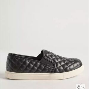 Quilted Black Slip-On Sneakers